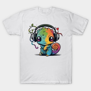 Chameleon with Headphones T-Shirt